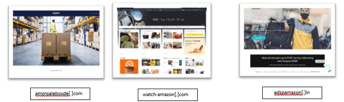 偽Amazonストアフロントサイトおよびブランドなりすましインフラの例